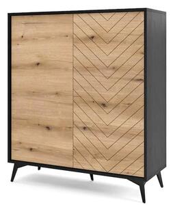 Douala Wooden Highboard With 2 Doors In Evoke Oak