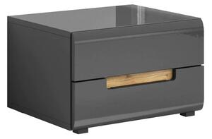 Houston High Gloss Bedside Cabinet With 2 Drawers In Grey