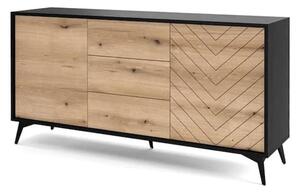 Douala Wooden Sideboard Large 2 Doors 3 Drawers In Evoke Oak