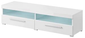 Izola High Gloss TV Stand With 2 Drawers In White And LED