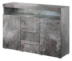 Izola Sideboard 2 Doors 3 Drawers In Slate Grey With LED