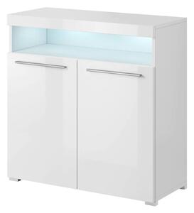 Izola High Gloss Sideboard With 2 Doors In White And LED