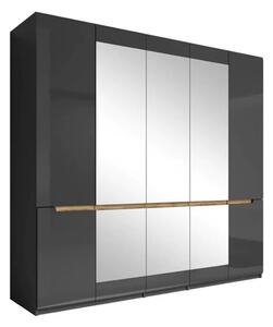 Houston Mirrored High Gloss Wardrobe With 5 Doors In Grey