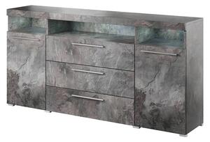 Izola Sideboard Wide 2 Doors 3 Drawers In Slate Grey With LED