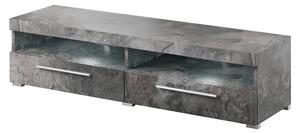 Izola Wooden TV Stand With 2 Drawers In Slate Grey And LED