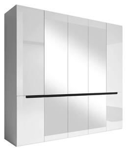 Houston Mirrored High Gloss Wardrobe With 5 Doors In White