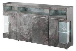 Izola Wooden Sideboard With 4 Doors In Slate Grey