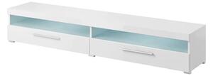 Izola High Gloss TV Stand Wide With 2 Drawers In White And LED