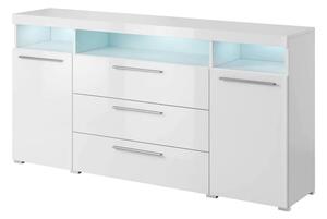 Izola Gloss Sideboard Wide 2 Doors 3 Drawers In White With LED