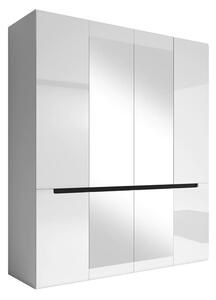 Houston Mirrored High Gloss Wardrobe With 4 Doors In White