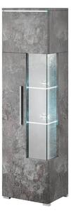 Izola Display Cabinet Tall Right 1 Door In Slate Grey With LED