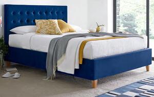 Kotor Velvet Ottoman Double Bed In Blue