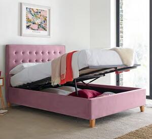 Kotor Velvet Ottoman King Size Bed In Pink