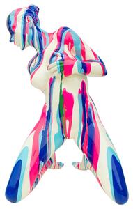 Amorous Kneeling Yoga Lady Sculpture In Pink and Blue