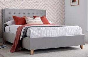 Kotor Velvet Ottoman Double Bed In Grey