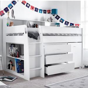 Essen Wooden Mid Sleeper Single Bunk Bed In White