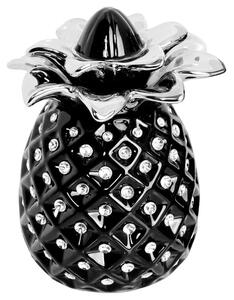 Ames Ceramic Pineapple Jar In Silver And Black