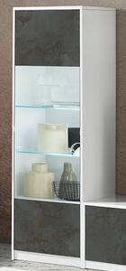 Graz Display Cabinet 1 Door In Matt White And Oxide With LED