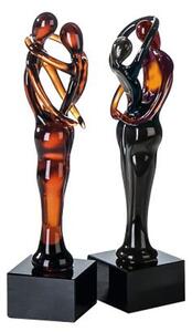 Newark Glass Pair Sculpture In Orange And Black