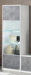 Sion Display Cabinet 1 Door In White Concrete Effect With LED