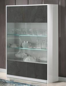 Graz Display Cabinet 2 Doors In Matt White And Oxide With LED