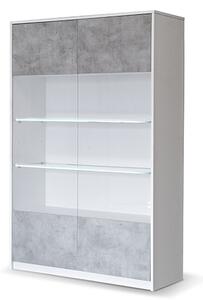 Sion Display Cabinet 2 Doors In White Concrete Effect With LED