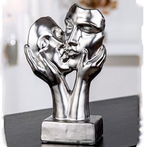 Moline Ceramics Kiss Sculpture In Silver