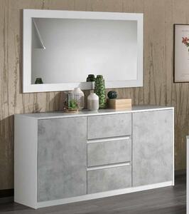 Sion Sideboard 2 Doors With Mirror In White And Concrete Effect