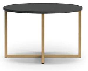 Pavia Wooden Coffee Table Round Small In Black Portland Ash