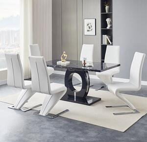 Halo Milano Effect Gloss Dining Table 6 Demi Z White Chairs