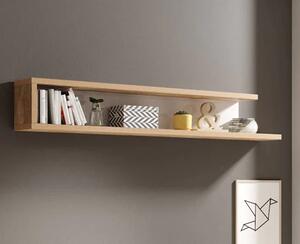 Sanur High Gloss Wall Shelf In White And Sandal Oak