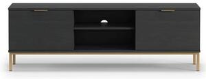 Pavia Wooden TV Stand With 2 Doors In Black Portland Ash