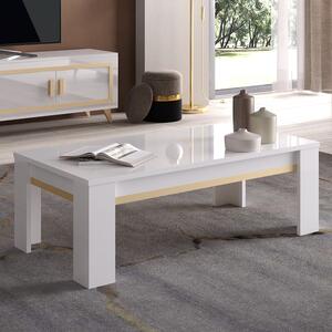 Geneva High Gloss Coffee Table In White And Gold