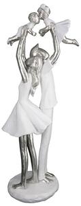 Provo Polyresin Familienzeit Sculpture In White And Silver