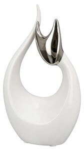 Regina Ceramics Cat Nadja Sculpture In White And Silver