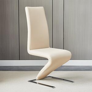 Demi Z Faux Leather Dining Chair In Taupe With Chrome Feet