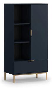 Pavia Wooden Display Cabinet With 1 Door In Navy