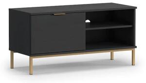 Pavia Wooden TV Stand With 1 Door In Black Portland Ash