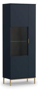 Pavia Wooden Display Cabinet Tall With 2 Doors In Navy