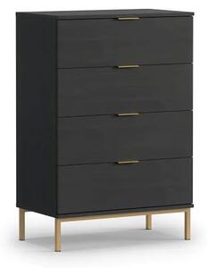 Pavia Wooden Chest Of 4 Drawers In Black Portland Ash