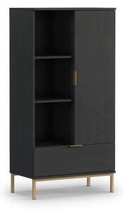 Pavia Wooden Display Cabinet With 1 Door In Black Portland Ash