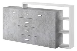 Belek Wooden Sideboard With 2 Doors 4 Drawers In Concrete Grey