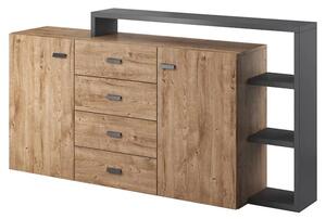 Belek Wooden Sideboard With 2 Doors 4 Drawers In Ribbec Oak