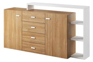 Belek Wooden Sideboard With 2 Doors 4 Drawers In Grandson Oak