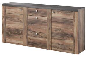 Leon Wooden Sideboard With 2 Doors 3 Drawers In Satin Oak