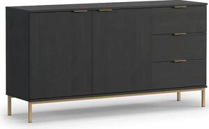 Pavia Wooden Sideboard 2 Doors 3 Drawers In Black Portland Ash