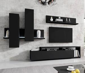 Belek Wooden Entertainment Unit In Matt Black With LED