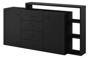 Belek Wooden Sideboard With 2 Doors 4 Drawers In Matt Black