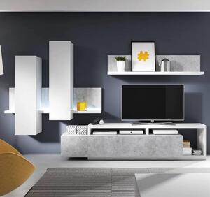 Belek Wooden Entertainment Unit In Concrete Grey With LED