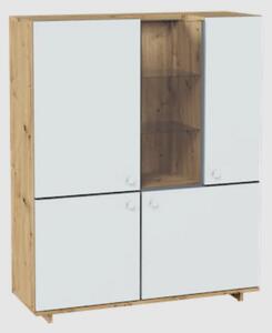 Madera Wooden Display Cabinet 4 Doors In Artisan Oak With LED